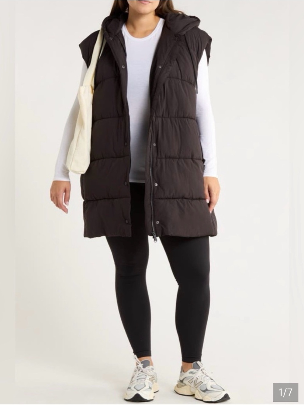 Zella Brown Quilted Hooded Puffer Vest